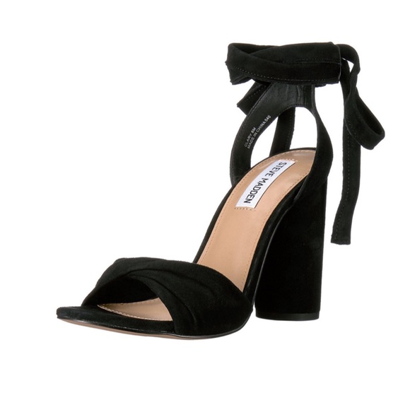 Steve Madden Clary Black Suede Lace Up Heeled Sandals - Picture 1 of 6